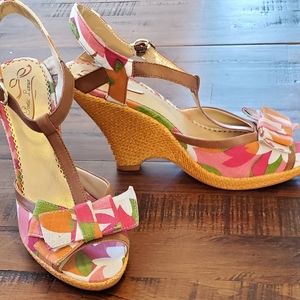 Poetic license t strap wedge peep toe heels